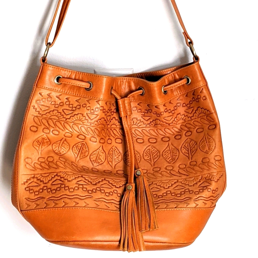 Amerii Brown Leather Bucket Purse